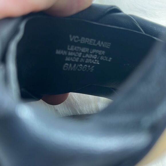 Vince Camuto Brelanie Black Leather Woven Strap Mules Sz 6 - Picture 6 of 7